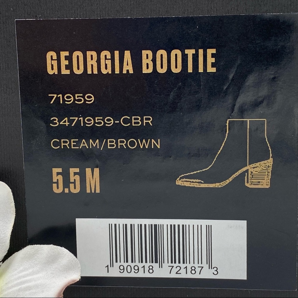 ❄️HP❄️NIB Frye Cream & Brown Calf Hair Georgia Leather Bootie, 5.5 - Picture 15 of 16